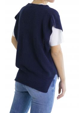 Cardigan con scollo a V con bottoni smanicato